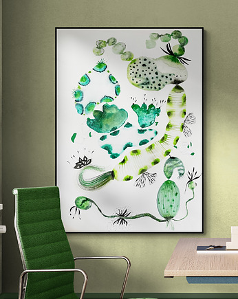 Zielona otchłań, autorski malowany obraz, AAS Art Studio