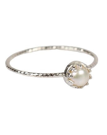 Minimalistyczny pierścionek Petite z perłą w stylu Vintage, Blooming Stones