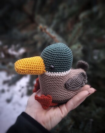 Kaczka krzyżówka ptak wykonany na szydełku, Ciotka Matylda