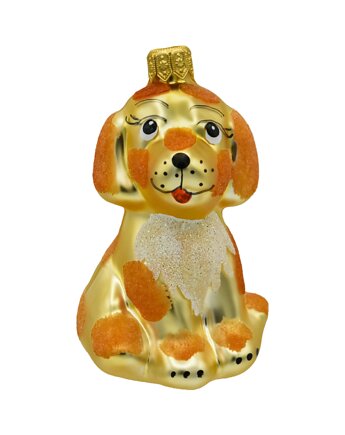 Bombka choinkowa: Złoty piesek z rudymi łatkami, Syn Bombkarza