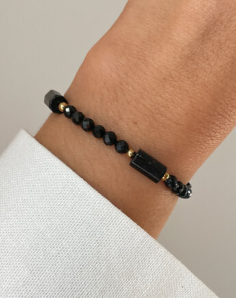 Bransoletka na gumce czarny turmalin