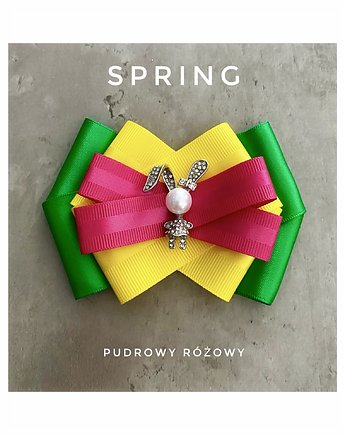 Brosza  Wielkanocna z Zajączkiem WIOSNA, Pudrowy Różowy