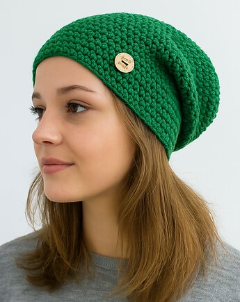 Czapka całoroczna przejściowa cienka bawełna s/m unisex soczysta zieleń, splotomaniaa