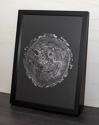 Minimalistyczny obraz BOTANICZNY w ramie A3. PLASTER DREWNA  32 x 42 cm, Kuźnia Obrazów