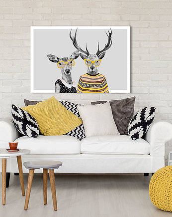 OBRAZ NA PŁÓTNIE -  120x80cm Rodzina jeleni, LUdesign gallery