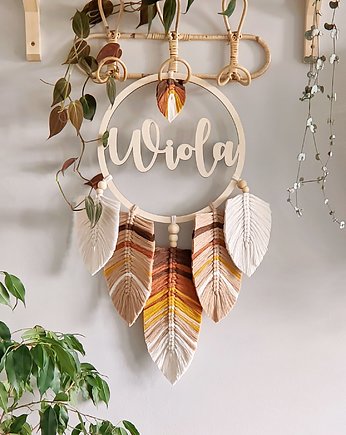 Makrama personalizowany łapacz snów z imieniem / napisem boho, Dary Rusałki