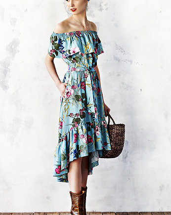 Sukienka z falbaną w kwiaty, Kasia Miciak design