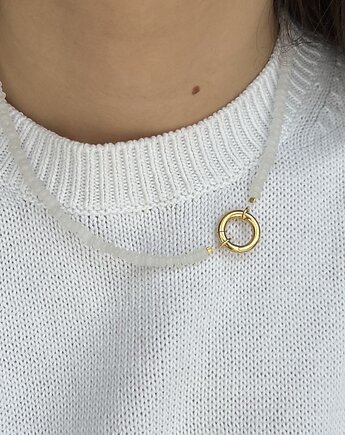 Naszyjnik ZAPIĘCIE KOŁO jadeit AKCENT kamienie naturalne biały, ATdiament