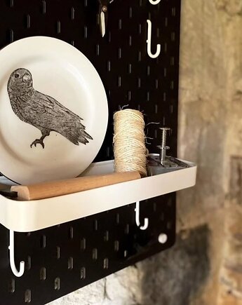 Dekoracyjny talerz ścienny z printem ptaka, Wooden Love