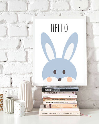 plakat hello z królikiem, MUKI design