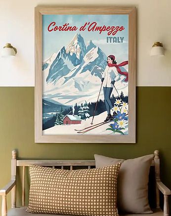 Plakat Cortina di Ampezzo Włochy - narty, minimalmill