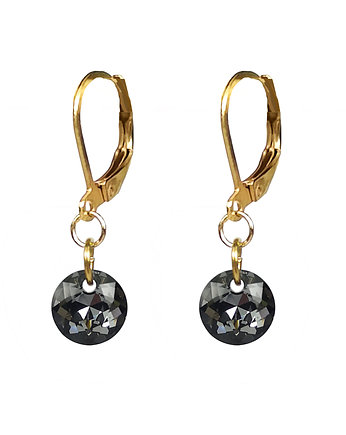 Kolczyki z kryształkami Swarovski  Małe czarne, Silver Violet