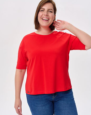 T-shirt Damski Anree Plus Size Czerwony, blue shadow