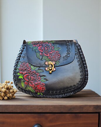 Torebka skórzana ręcznie robiona Lia czarna, SempreArte