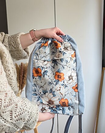 Torebko-plecak 2w1 Niebieskie Kwiaty, Poplećmy Sobie
