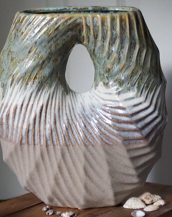 Wazon ceramiczny- beż- krem/szałwia, dwa otwory, 30cm, Lillys Stories