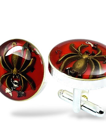 Spinki do mankietów - SPIDER (RED) pająk czerwony, DROBINY CZASU