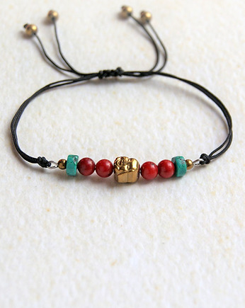 Budda, koral, turkus : bransoletka, kaktusia