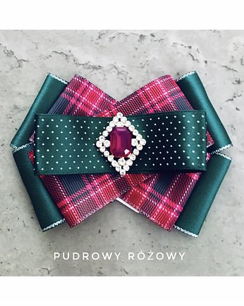 Brosza Krata  z kryształkiem NEW, Pudrowy Różowy