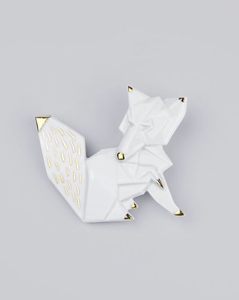 Broszka Pozłacana Porcelanowa Origami Lis, StehlikDesign