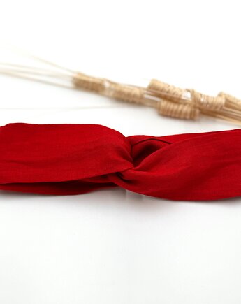 Opaska przeplatana Len Czerwona, wu handmade