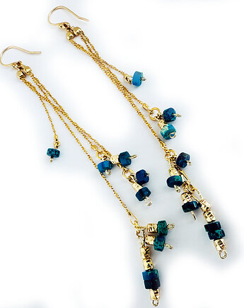 Delikatne  KOLCZYKI JASPIS cesarski,niebieskie kamienie, Anemon Atelier