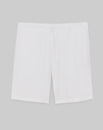 Krótkie spodenki szorty lniane lentate białe, BORGIO