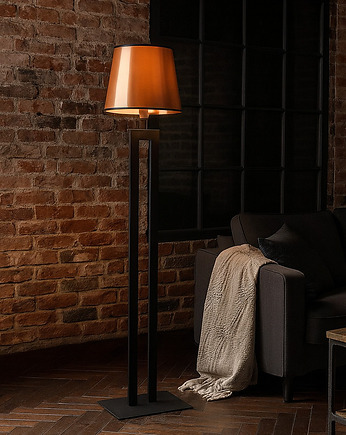 Czarna lampa stojąca do salonu w stylu glamour VEGAS MIRROR, LYSNE