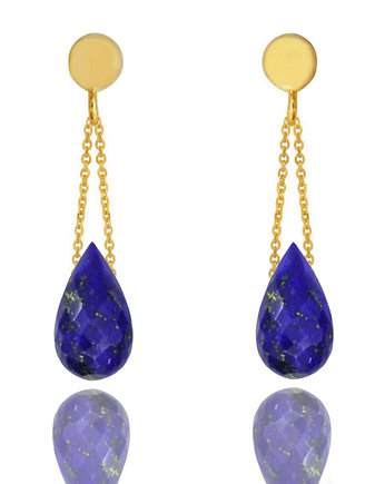Earrings Lapis Lazuli Krople złoto 585, Brazi Druse Jewelry
