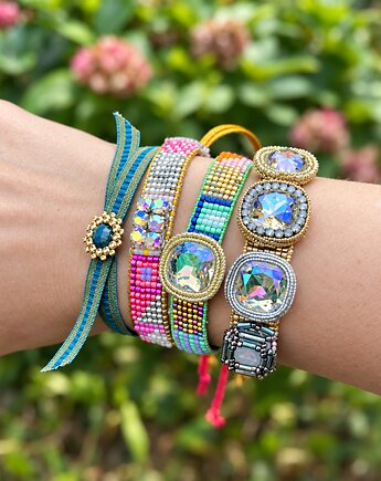 Bransoletka koralikowa z kryształami Swarovski sznurek, lulukalina