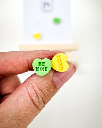 Kolczyki serduszka z napisami zestaw 2 par, JN art and clay