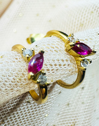 Złote kolczyki kółka z cyrkoniami, eleganckie sztyfty, Anemon Atelier