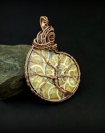 Wisior z amonitem drzewo życia, Blue Pearl Art