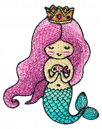 Naszywka naprasowanka SYRENKA RÓŻ termoprzylepna haft dla dzieci 6,3x7,8cm, Wyszywane