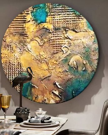Okrągły obraz - AZURE COAST - teksturowana dekoracja, art and texture