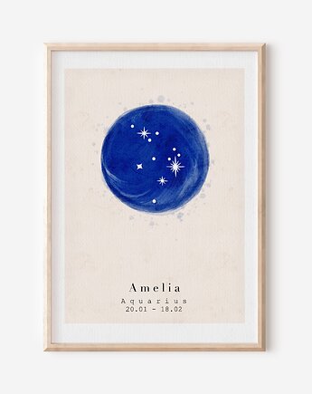 Plakat - Znak zodiaku  Wodnik / Aquarius  - Plakat personalizowany, Mint In Paper