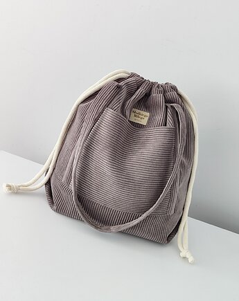 Torba SummerBag TAUPE-duża szarobrązowa torba sztruksowa, Słodkiego Miłego Szycia