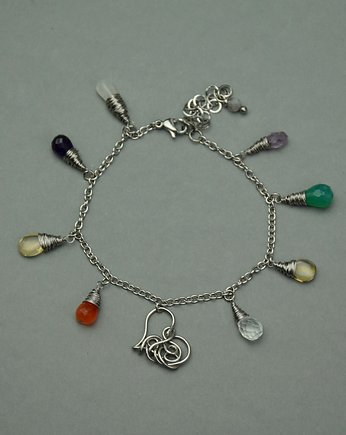 Bransoletka serce kolorowa wire wrapping, Agata Rozanska