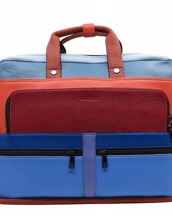 Aktówka torba na laptopa skórzana rączki regulowany pasek kieszenie OLIVKA, Olivka Warsaw