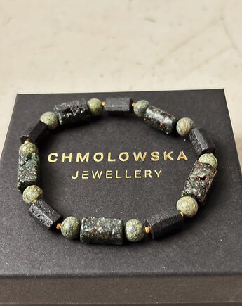 Bransoletka Męska Unikatowa Serafnit i Turmalin, Chmolowska Jewellery