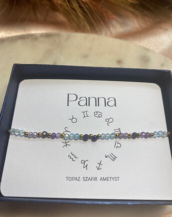 Bransoletka na jedwabnej nici kamienie naturalne Zodiak  Panna, la liva art