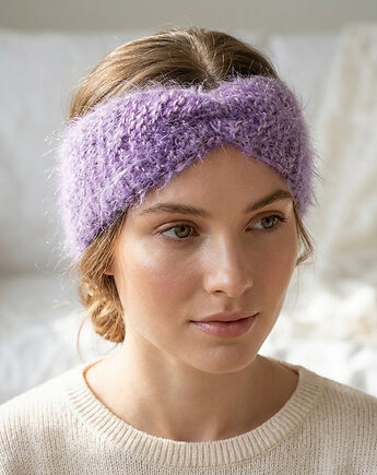 Opaska moherowa - liliowy puch, OTULIBABKI