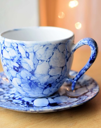 Filiżanka Niebieska Marmur Ceramiczna 220ml, Ceramika Ciepliki