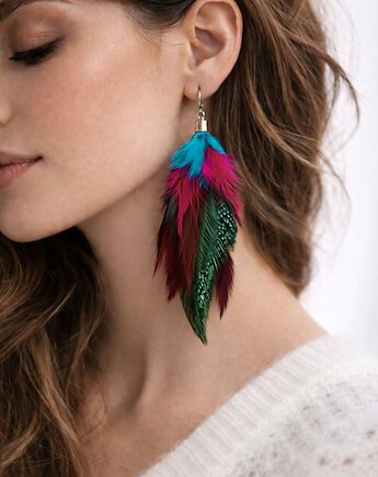 Kolczyki z piórami indigo, Ajdacho