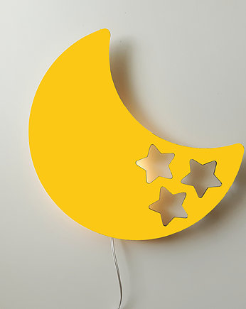 Drewniana lampka nocna Księżyc BOB żółta, Dream Woods