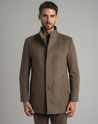 Męski płaszcz wełniany rivara beżowy, BORGIO