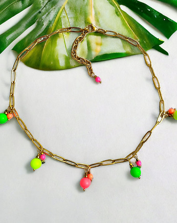 Swarovski neon pearls : choker necklace, kaktusia
