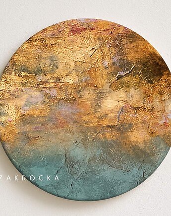Okrągła płaskorzeźba z kompozytu żywiczego PANTONE 13-1023 Peach Fuzz, art and texture