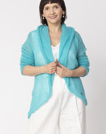 Lekki sweter wełniany damski Reneta - Jasny Turkus, YOU by Tokarska