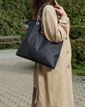 Czarna torebka ze skóry, modeMania